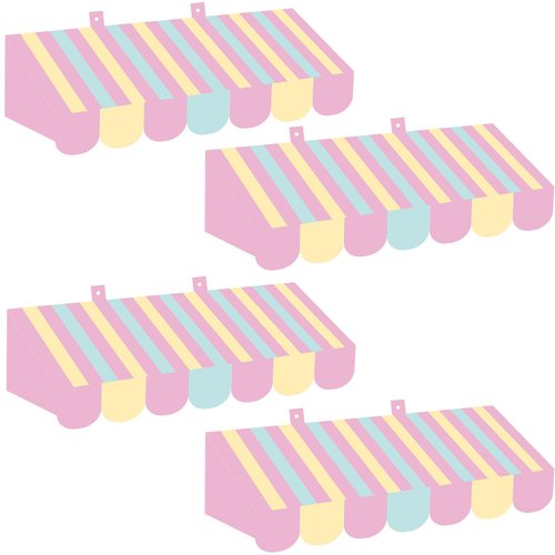 Datanly 4 Pcs Unicorn 3D Awning Decorations Ice Cream Cart Hut Awning Pastel Wall Background for Wedding,Birthday Party, Unicorn and Ice Cream Party Decoration(Pink)