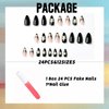 IMSOHOT Long Almond Press on Nails French Black Fake Nails Stiletto Star False Nails with Designs Y2K Glue on Nails Glossy Full Cover Acrylic Nails for Women 24PCS