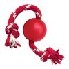 KONG Ball with Rope - Dog Fetch Toy with Rope for Easy Throwing - Durable Dog Ball Toy for Tug, Playtime & More - Natural Rubber Ball Rope Toy for Dogs - Red, For Small Dogs