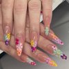 Foccna Acrylic Fake Nails Stiletto Long Press on Nails Summer Nails Flower Design Luxury Clear False Nail Tips 24 pcs