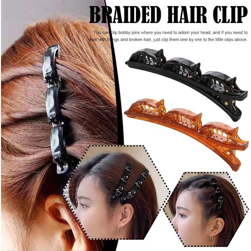 Braided Hair Clips for Women, Multi Clip Hair Barrette, Hair Sectioning Clips, Duckbill Clip Hair Barrettes (Black)