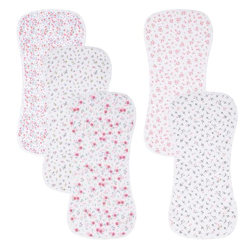 Gelisite 5 Pack Cotton Baby Burp Cloths Extra Absorbent Soft for Baby Boys and Girls (Flower-2)