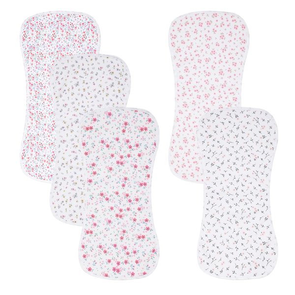Gelisite 5 Pack Cotton Baby Burp Cloths Extra Absorbent Soft for Baby Boys and Girls (Flower-2)