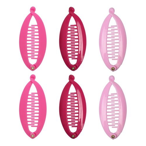 Set of 6 Mini Banana Clips - Three Pinks
