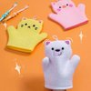 BubbleGlove, Baby Bath Mitt Wash Gloves Hand Puppet for Kids & Toddler, Bath Sponge & Baby Washcloth Mitt for Kids & Adults, Body Scrubber for Mommy & Me (Cute Pig Cat & White Bear)