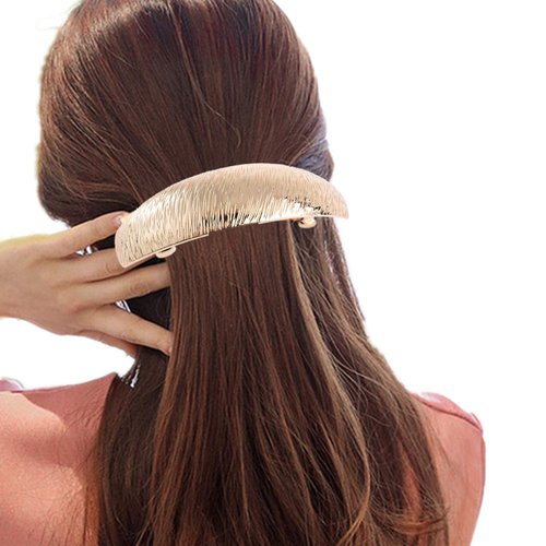 JinYu Hair Clips for Women Ladies, Simple Fashion Metal Hair Clips French Styles Hair Barrettes for Medium and Thick Hair, No Slip and Durable Automatic Clasp (Gold)