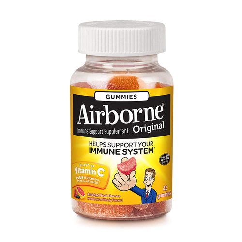 Airborne Assorted Fruit Flavored Gummies, 42 count - 750mg of Vitamin C and Minerals & Herbs Immune Support (Packaging May Vary) ( Pack of 2)