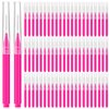 Lallisa 100 Pieces Micro Eyebrow Brush with Cap Brow Lamination Brush Eyebrow Brush Eyelash Brush Multifunctional Micro Lash Comb for Eyelash and Eyebrow Extensions Tool (Pink)