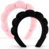Chanaco Hairband Black, Pink - Soft Spa Headband for Skincare, Makeup, Face Wash, Yoga, Shower, Women's Gift Set of 2