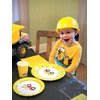 DK&Co. At Home Construction Birthday Party Supplies Plate Set- Serves 24 Construction plate and utensils for toddlers; Excavator Birthday Party Supplies Construction Theme Birthday Party Supplies
