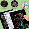 JUNQIU Scratch Art for Kids, Rainbow Scratch Paper Art Set - Animals, Arts and Crafts for Kids Ages 4-8 Girls Boys, Kids Activity & Christmas Crafts, Stocking Stuffers for Kids