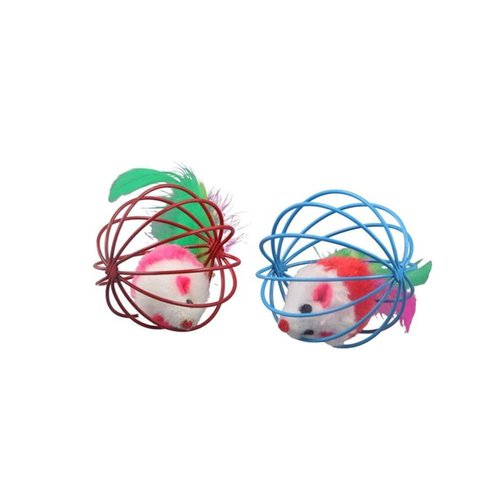 Kopida 4 Pcs Cat Toy Balls, Cat Mouse Ball Cage Cat Mouse Toy Colorful Cat Interactive Toy Pet Supplies Cat Accessories Cat Mouse Ball Toy
