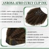 Anrosa Afro Kinky Curly Clip ins for Black Women Piano Natural Black mixed with Chocolate Brown Full Head with 17 Clips 12 Inch Thicken Double Weft Brazilian Hair Curly Extensions Clip in 120g