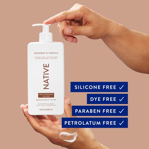 Native Body Lotion Contains Naturally Derived Plant-Based Moisturizers for Women and Men | Restores Dry Skin, Coconut & Vanilla, 16.5 fl oz