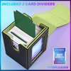 UAONO Card Deck Box with MTG Commander Display, Patented Design Card Deck Case Holds 100+ Double-Sleeved Cards, PU Leather Cards Storage Box For TCG with 2 Dividers, 1 Toploader (Black&Lemon Green)