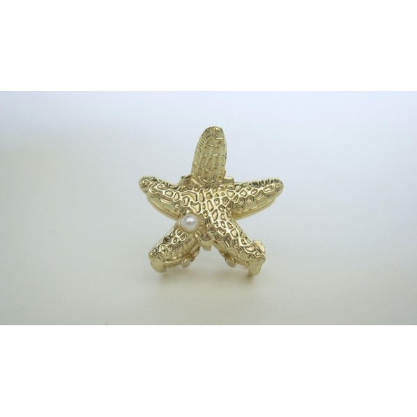 Generic Small gold metal and pearl starfish hair claw clip bridal clip