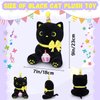 Prewplam Black Cat Plush Toys, 8" Kawaii Cat Stuffed Animal, Cute Happy Birthday Black Cat Plushies, Soft Stuffed Cat Birthday Plush Doll Gift for Kids Christmas Birthday