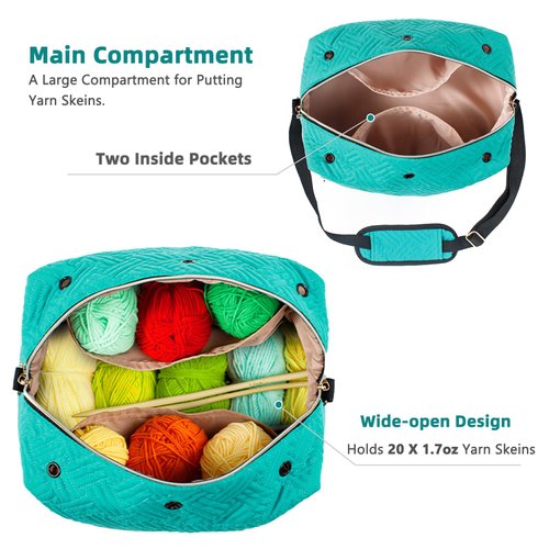 MYBAGZING Crochet Bag Organizer - Knitting Bag - Yarn Storage Organizer - Yarn Bag for Crocheting - Yarn Holder for Crochet Accessories, Knitting Needles, Crochet Hooks, Crocheting & Knitting Gifts
