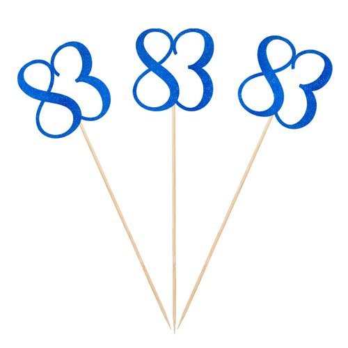 Blue Glitter 83rd Birthday Centerpiece Sticks, 12-Pack Number 83 Table Topper Anniversary Party Decorations