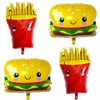 10Pcs French Fries Balloons Hamburg Balloons Food Birthday Foil Balloons for Birthday Fast Food Snacks Themed Party Decorations Supplies