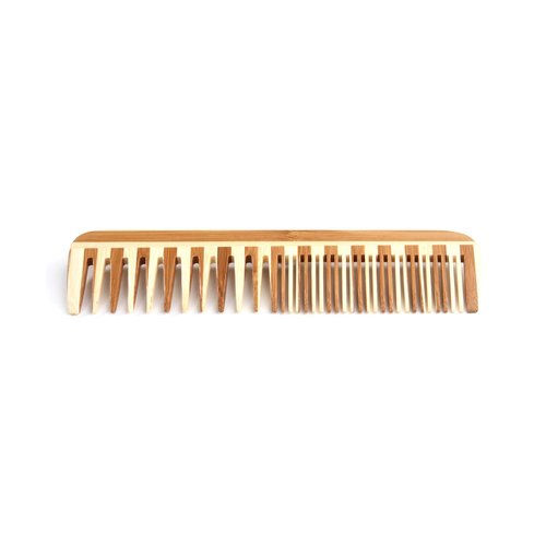 Bass Brushes | Grooming Comb | Premium Bamboo Teeth and Handle | Wide Tooth/Fine Tooth Combination | Striped Finish | Model W3 - SB