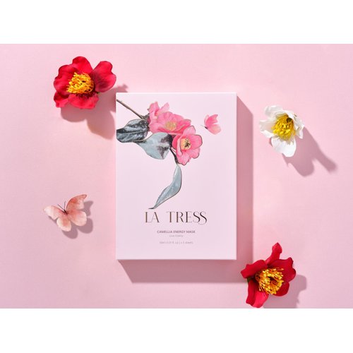 LA TRESS Camellia Energy Korean Face Mask, Korean Beauty Skin Care (5 Sheets)