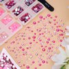 AUREHEN 15000PCs 2-6MM Pink Series Resin Flat Back Rhinestones, Round Non Hotfix Jelly & Silver Bottom Resin Rhinestones Nail Gems Stones with Tweezer & Picker Pen for Nail Art Tumblers & DIY Crafts