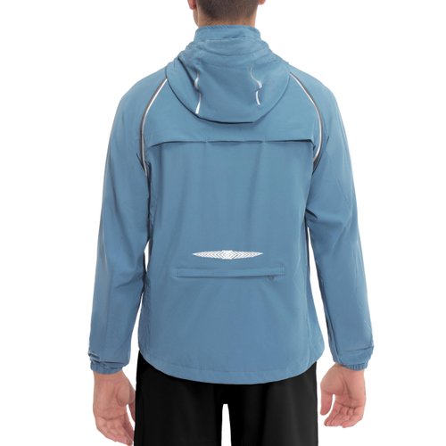 Little Donkey Andy Men's Quick-Dry Running Jacket UPF 50+ Cycling Jacket with Detachable Sleeves and Hood, Water Repellent, Blue XXXL