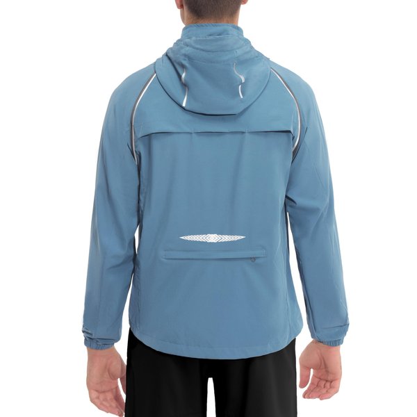 Little Donkey Andy Men's Quick-Dry Running Jacket UPF 50+ Cycling Jacket with Detachable Sleeves and Hood, Water Repellent, Blue XXXL