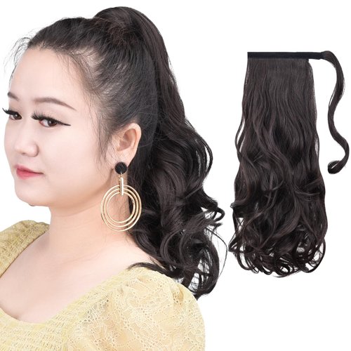HSPCYGG Brown Ponytail Extension,Wrap Around Clip in Ponytails 16&quot; 4.2 Oz Synthetic Women Black H...