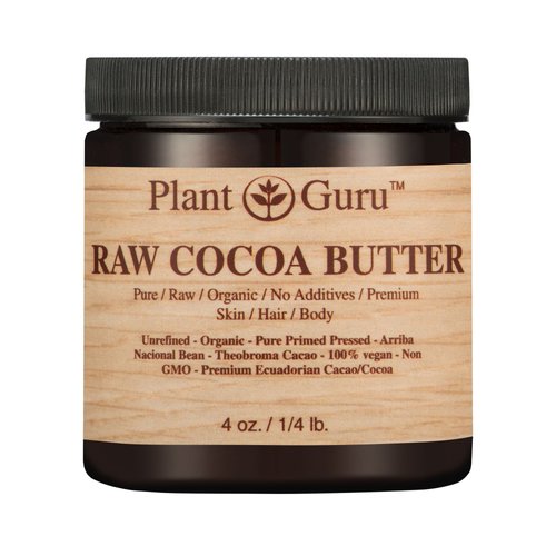 Raw Cocoa Butter 4 oz. 100% Pure Fresh Natural Cold Pressed. Skin Body and Hair Growth, DIY Creams, Lip Balm, Lotion and Soap Making