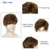 MIMAN Mens Short Brown Wigs for Men Short Straight Wig Layered Natural Synthetic Mens Wig Short Hair Replacement Wigs Realistic Male Halloween Costumes Party Cosplay Wigs with Wig Cap