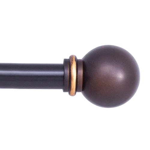 Kenney KN71700 Chelsea Ball End Standard Decorative Window Curtain Rod, 28-48" Adjustable Length, Oil Rubbed Bronze Finish, 5/8" Diameter Steel Tube, 1-Pack