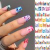 Colorful Stripes Nail Stickers 36 Sheets Rainbow Nail Stickers Water Transfer Nail Decals Rainbow Geometric Pride Curve French Nail Stickers for Acrylic Nails Watermark Nail Art Designs
