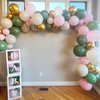 Sage Green Pink Balloon, 60 Packs 12 Inch Olive Green Pink Balloon with Sand White Metallic Gold Balloons for Girls Baby Shower Birthday Jungle Safari Woodland Party Decorations
