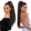 SEIKEA 2PCS Ponytail Extension, 26" Eva Long Wavy 28" Vida Long Straight Drawstring Ponytail Multi-layered Clip in Hair Extensions Ponytail Synthetic Hairpiece Dark Chocolate Brown