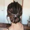 Allereyae Crystal Pearl Wedding Hairpins Barrette Rhinestone Pearl Flower Hair Pins Barrette Gold CZ Pearl Bling Bridal Headpieces Decorative Head Clip Pins Headwear Bridal Hair Accessories for Women