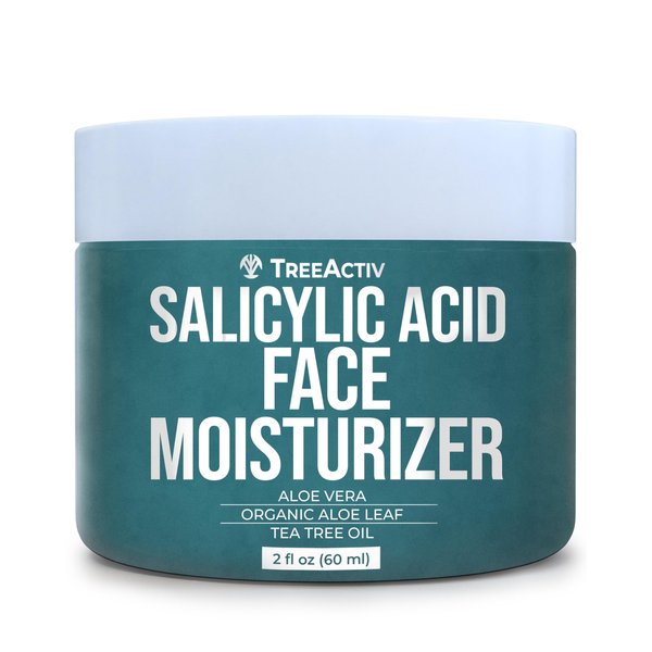 TreeActiv Salicylic Acid Face Moisturizer, 2 fl oz, Acne Treatment Face Cream for Oily Skin with and Tea Tree Oil, For Teens and Adults with Acne Prone Skin and Cystic Acne, 90 Day Supply