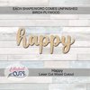Happy Wood Cutouts for crafts, Laser Cut Wood Shapes 5mm thick Baltic Birch Wood, Multiple Sizes Available