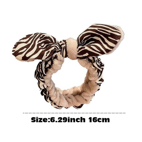 CRIZAN 2 Pcs Cute Plush Zebra Pattern And Black Point Dot Hair Band for Washing Face, Beauty Spa Facial Headband, Makeup Running Sport Headband for Women's Hair, Hair Wraps Headbands Spa Non Slip