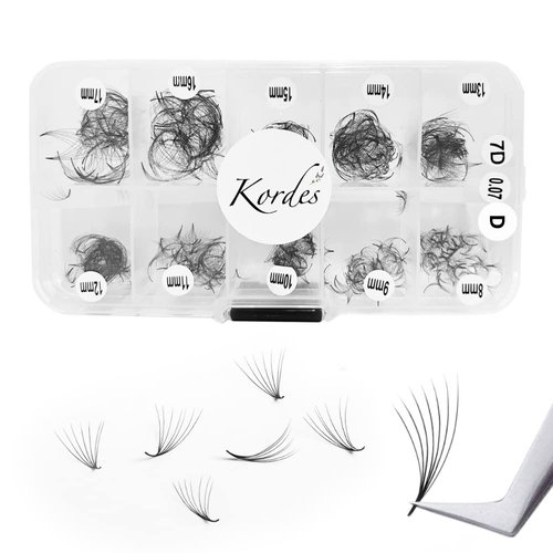 Kordes D Curl Premade Fans Lash Extensions Mix Size 8mm-17mm - Promade Volume Eyelash Extensions D Curl (7D)