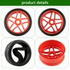 Rchobbytop 4pcs 1/8 Buggy Wheels and Tires Street Tyre with 17mm Drive Hub Hex Adapters Lock Nuts Replacement Parts for On Road Racing Kyosho Tamiya Traxxas HPI HSP, Red