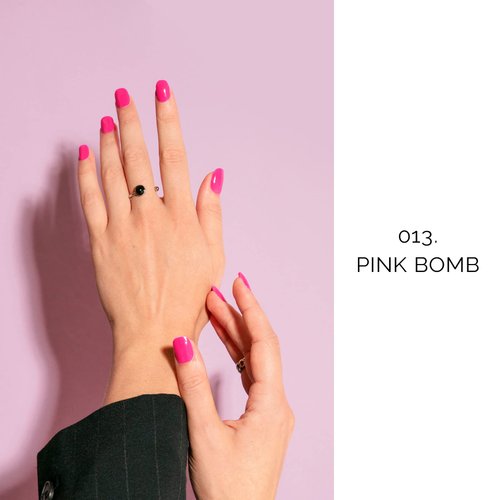 NAILOG Semi Cured Gel Nail Strips│20pcs Extra Long Nail Polish Strips│Nail Stickers with Glossy Gel Finishing│Pink Bomb