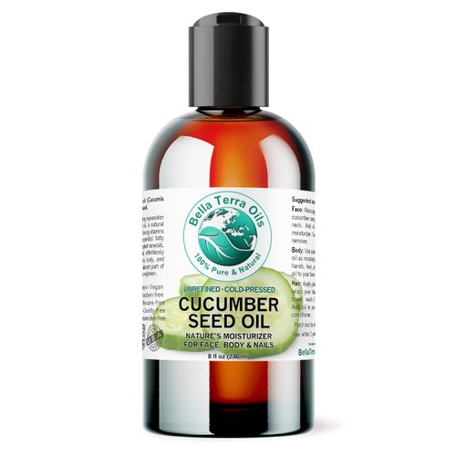 Bella Terra Oils - Cucumber Seed Oil 8 oz - Dive into Cucumber's Nutritional Treasure, Infused with Vitamins & Omega-3, Seamless Addition to Skin Care Arsenal