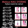 Short Square Soft Gel Nail Tips, Melous 240PCS Pre Buff Full Cover Nail Tips Half Matte Gel x Nail Tips