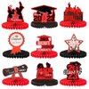 Hying 9PCS Graduation Honeycomb Centerpieces 2024 for Tables Home Party, Red Black Congratulation Graduation Party Decorations for Class of 2024 Table Toppers Centerpieces Party Favor Supplies