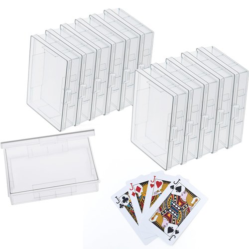 Skylety 12 Pcs Blank Playing Card Case, Clear Poker Card Box Snap Closed, Plastic Playing Game Card Storage Box Holder for Bank Card, Business Card, Suitable for 3.7x2.7 Inch Game Card