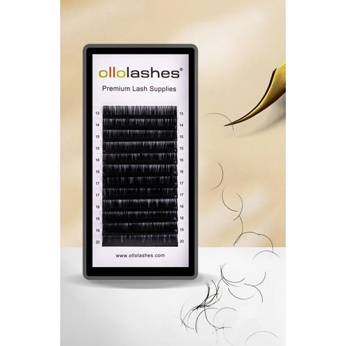 OLLOLASHES Eyelash Extension B C CC D J Curl Mix 5-20mm 0.03 0.05 0.07 0.15 Super Matte Classic Lash Extensions Professional Supplies for Lash Techs (C-0.05, 13-20mm)