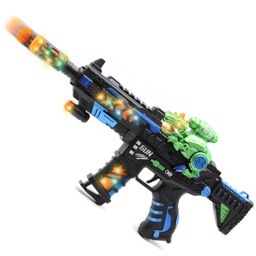 DaoDaoZhu Light Up Toy Gun with Sound Effects for Kids, Unique Barrel Telescopic Action & Liftable Dinosaur Baby Toy Guns Make Noise, Christmas Birthday Gifts for Boys Girls(Batteries Not Included)