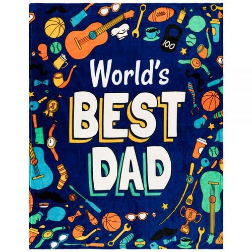 World's Best Dad Plush Throw Blanket 50in X 60in